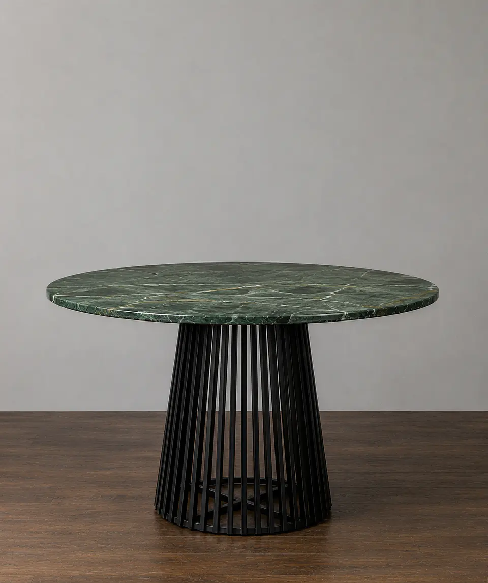 Mesa de Comedor Redonda Osorno de Mármol y Metal 3
