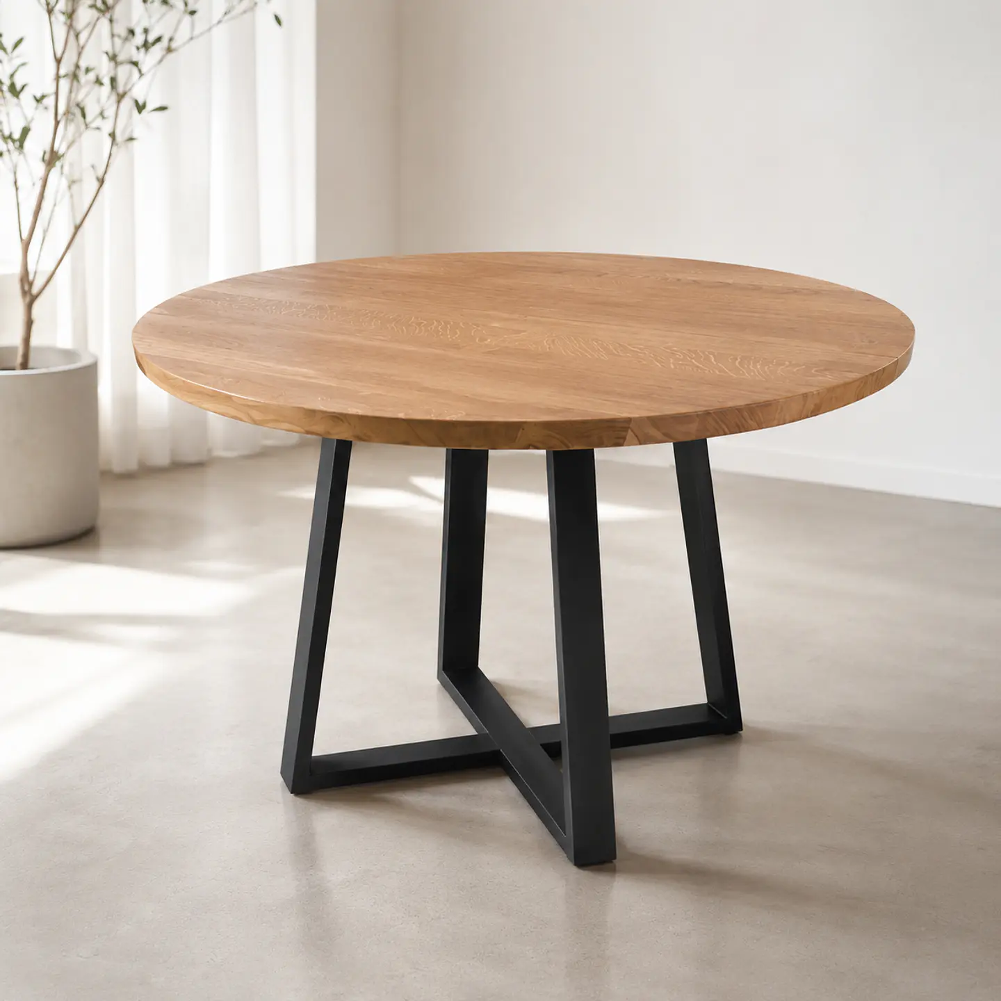 Mesa de Comedor Redonda La Cruz de Madera y Metal 1