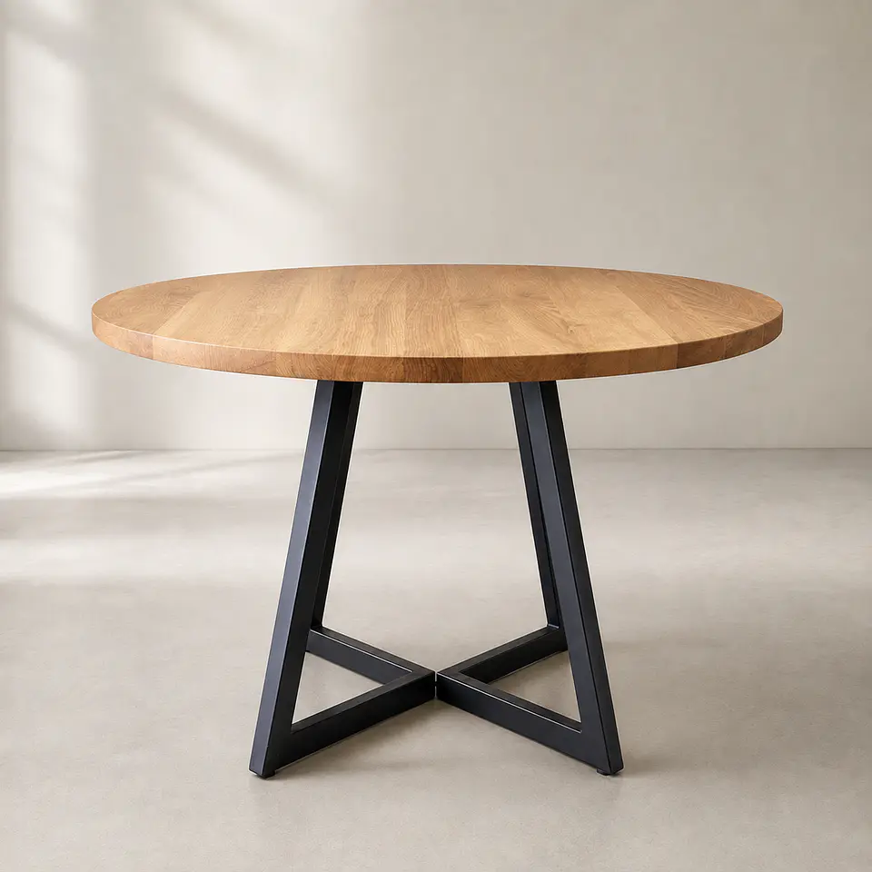Mesa de Comedor Redonda Vicuña de Madera y Metal 1