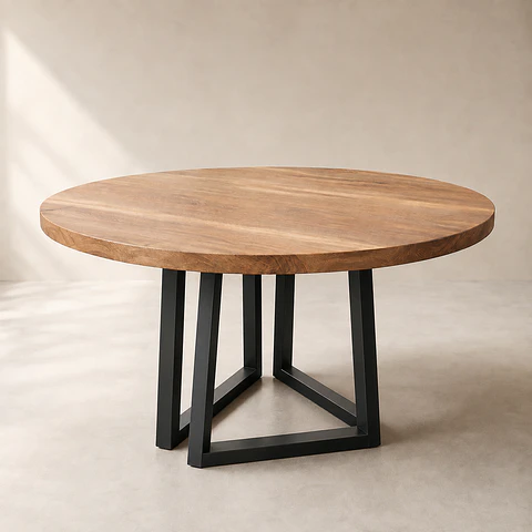 Mesa de Comedor Redonda Olmué de Madera y Metal