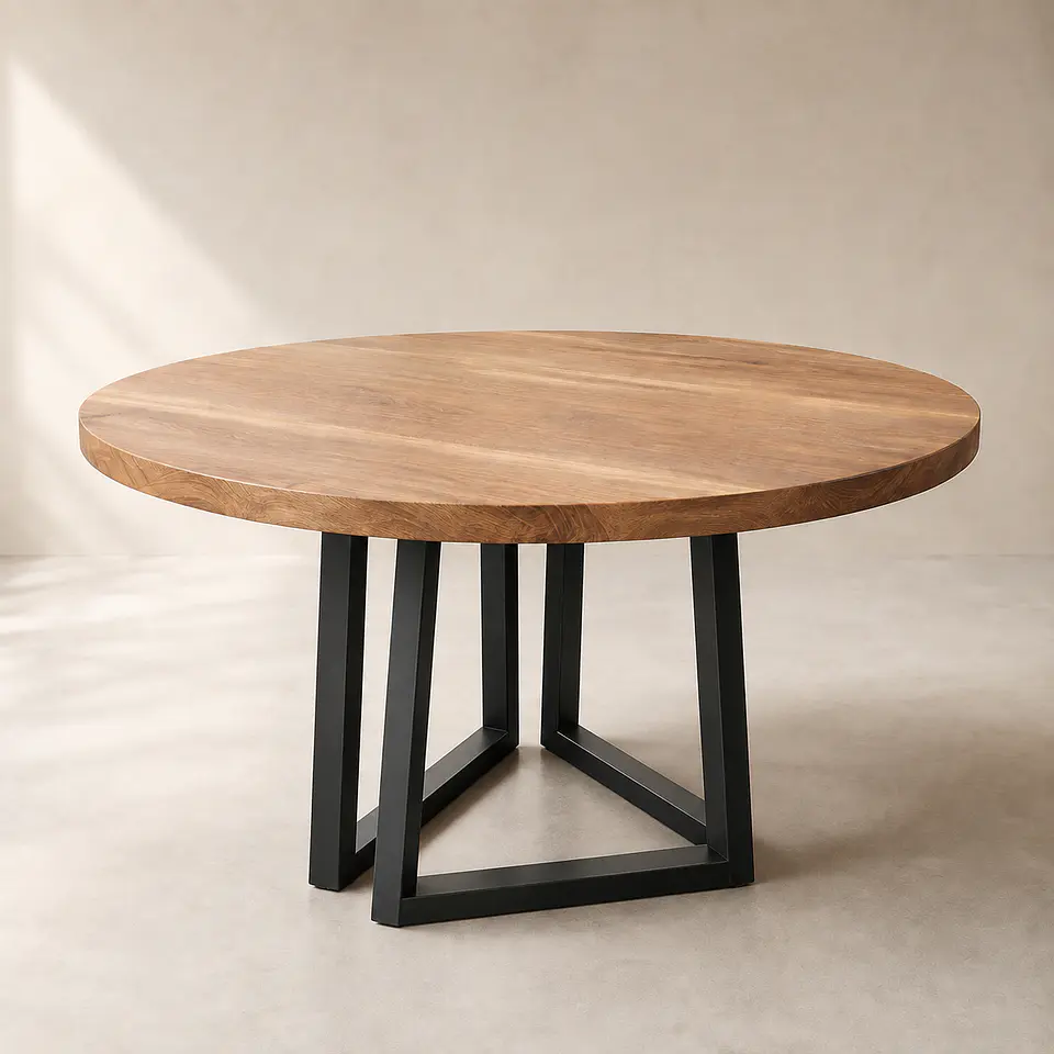 Mesa de Comedor Redonda Olmué de Madera y Metal 1