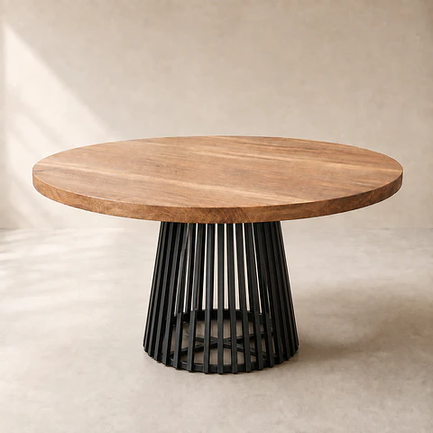 Mesa de Comedor Redonda Lanco de Madera y Metal