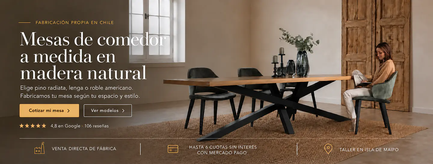 Mesas de comedor a medida en madera natural: pino radiata, lenga o roble americano | Daglu Home
