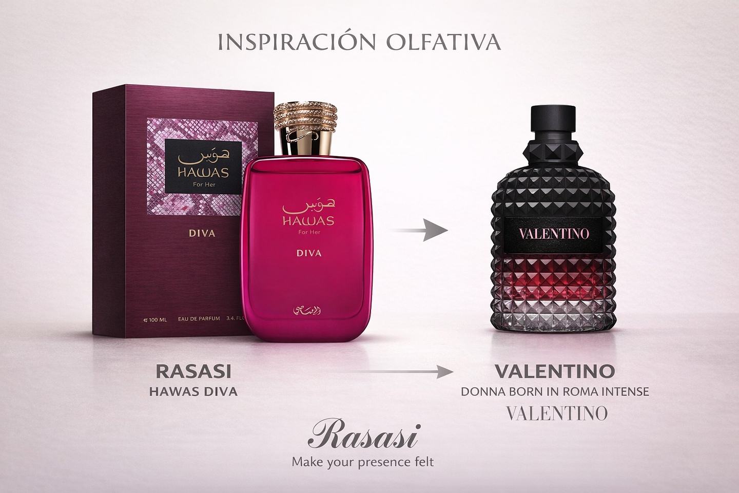 Perfume Hawas Diva 100 ml EDP Mujer – Rasasi (Inspirado en Valentino Donna Born in Roma intense de Valentino) 2