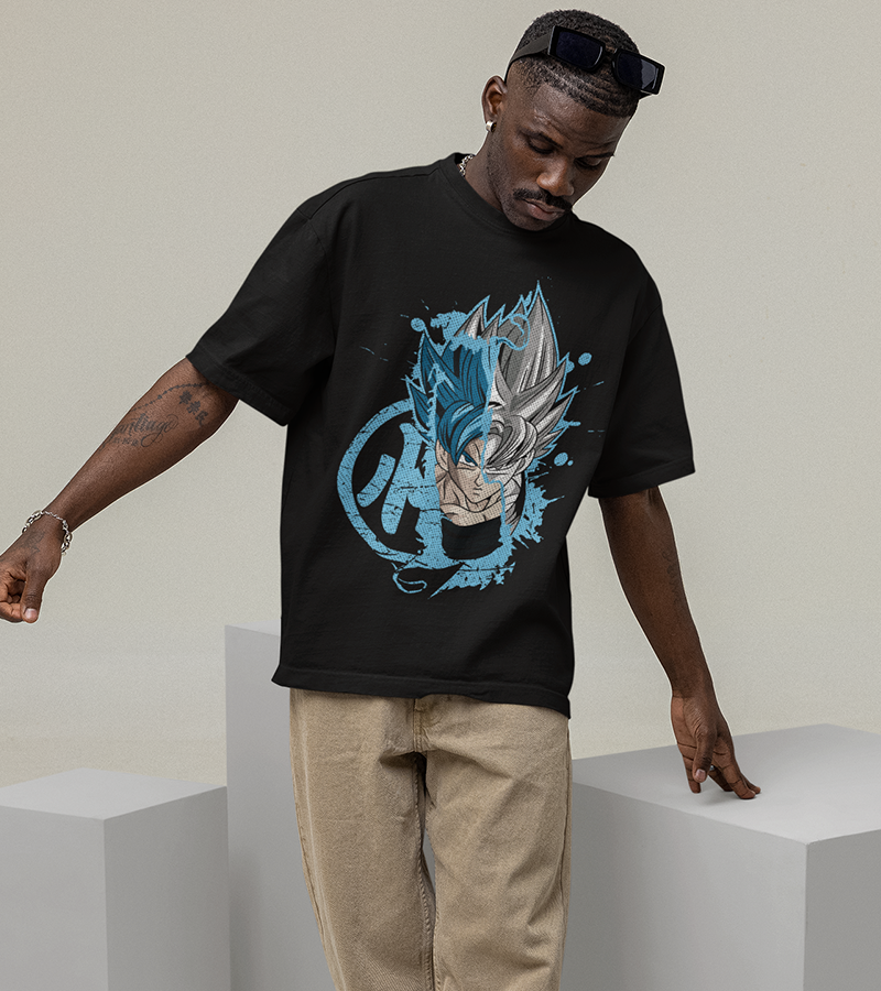 Polera Goku Blue Gris