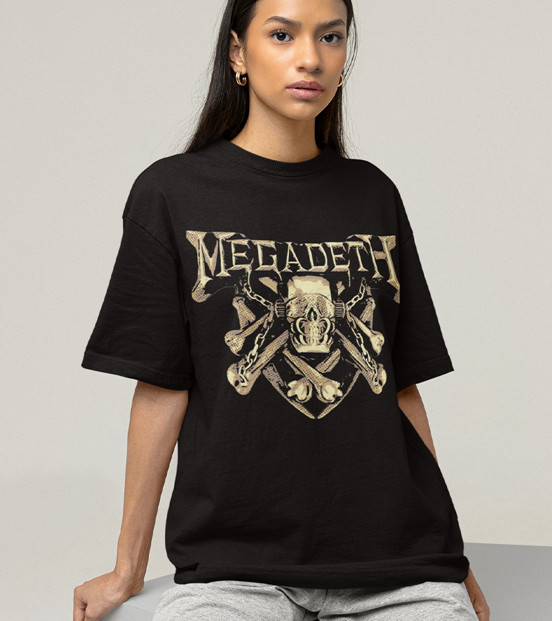 Polera Megadeth gold calavera