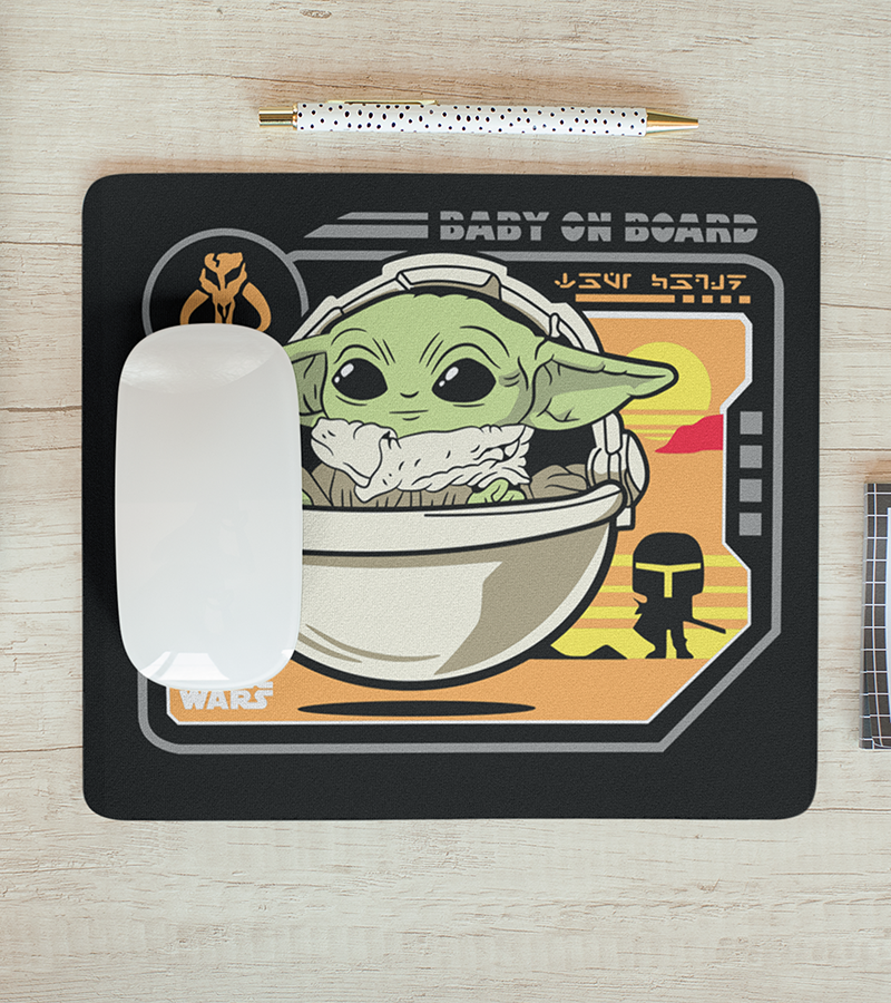 Mouse Pad Baby Yoda On Board