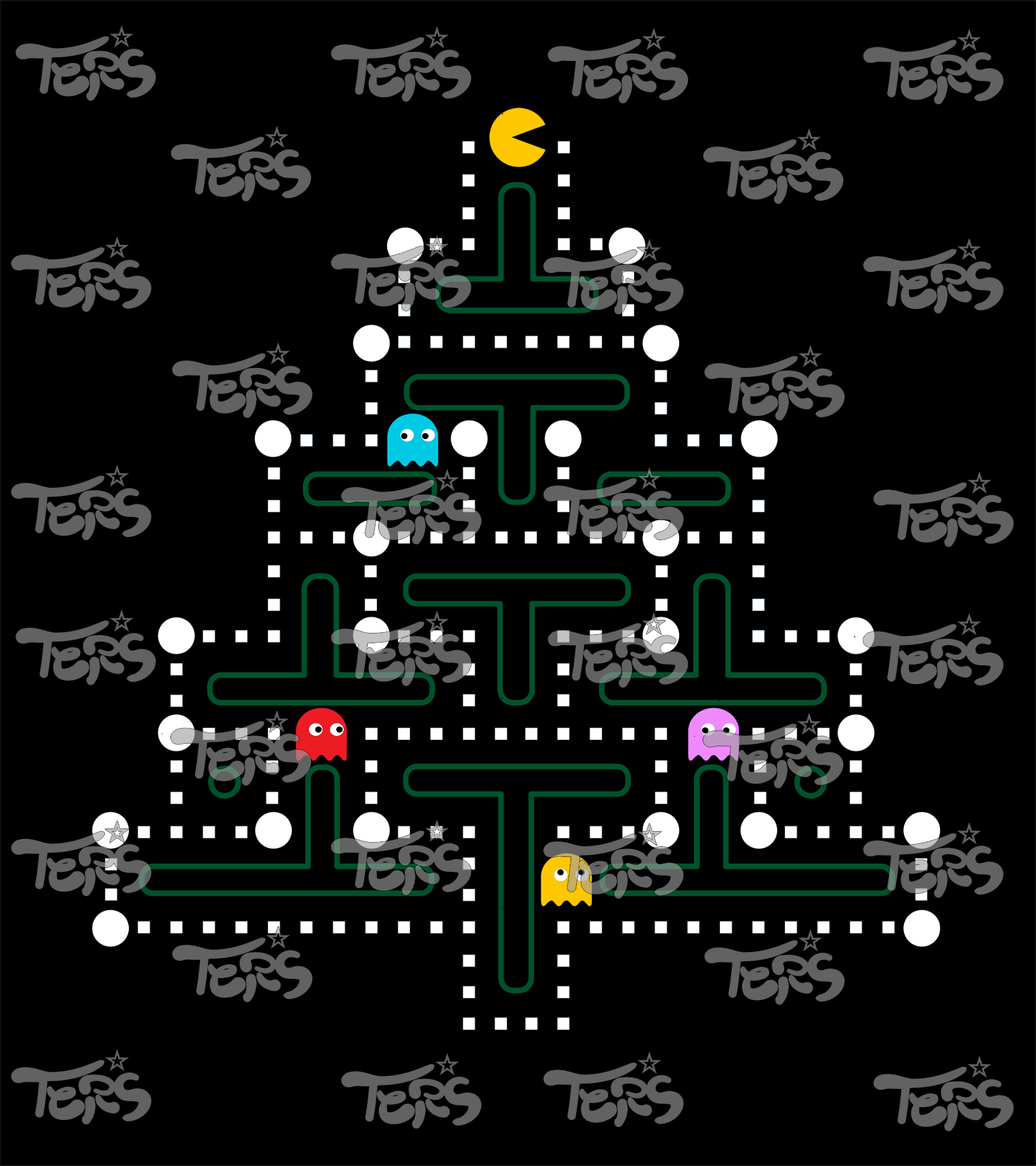 Llavero Cuadrado Pacman Navidad