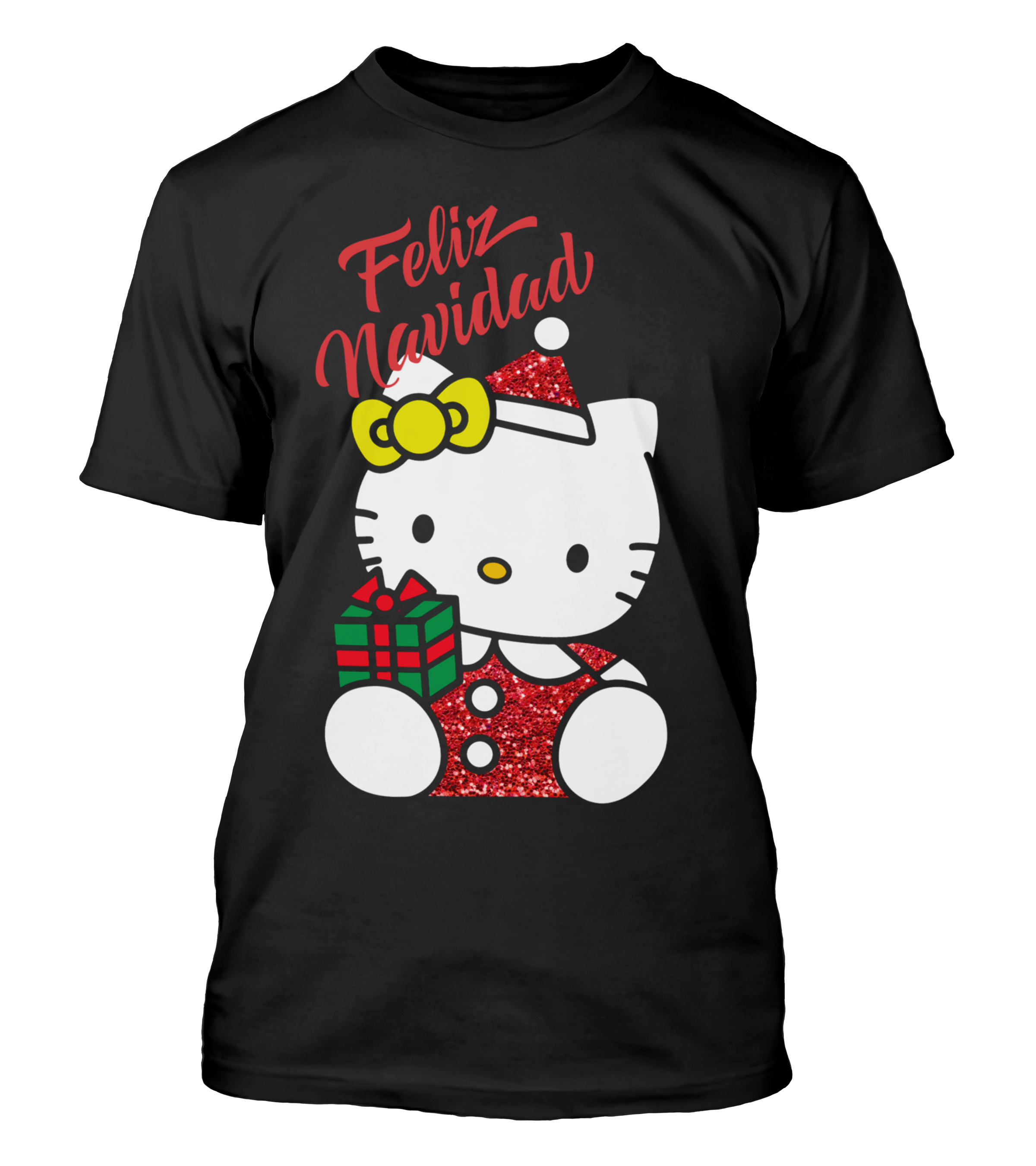 Polera Navidad Gatito Blanco Navideño