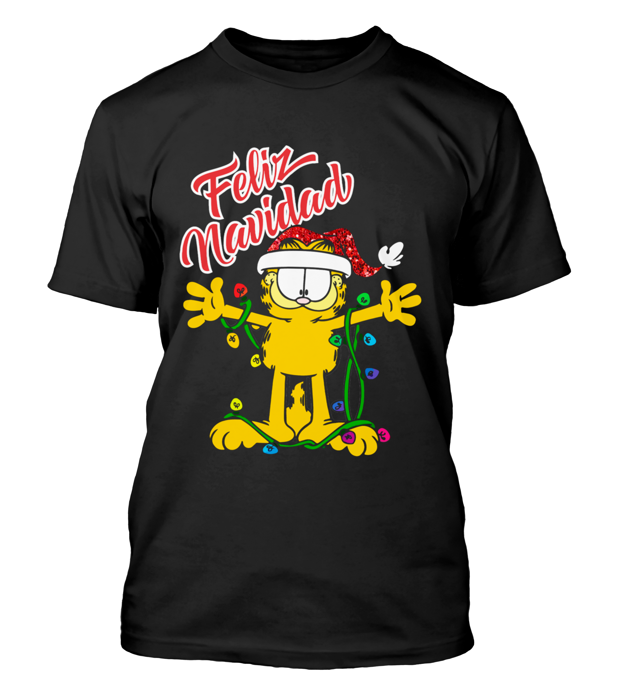 Polera Navidad Gatito Naranjo Enredado