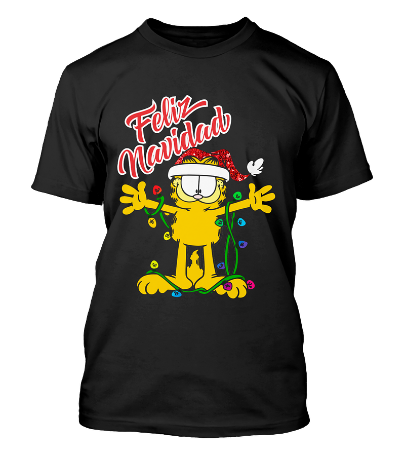 Polera Navidad Gatito Naranjo Enredado