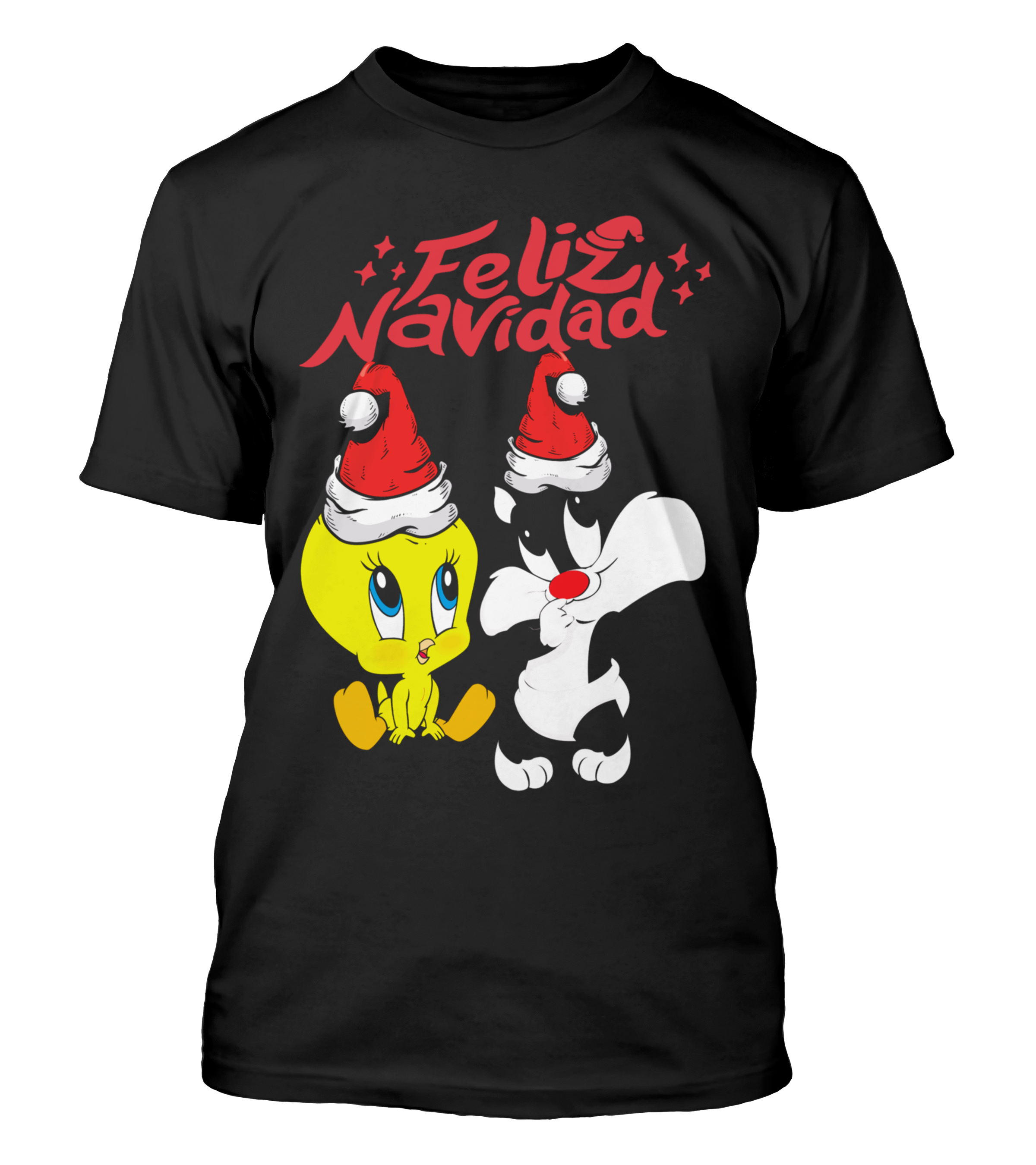 Polera Navidad Pajarito y Gato Navideño