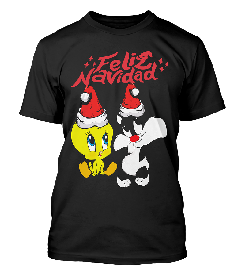 Polera Navidad Pajarito y Gato Navideño