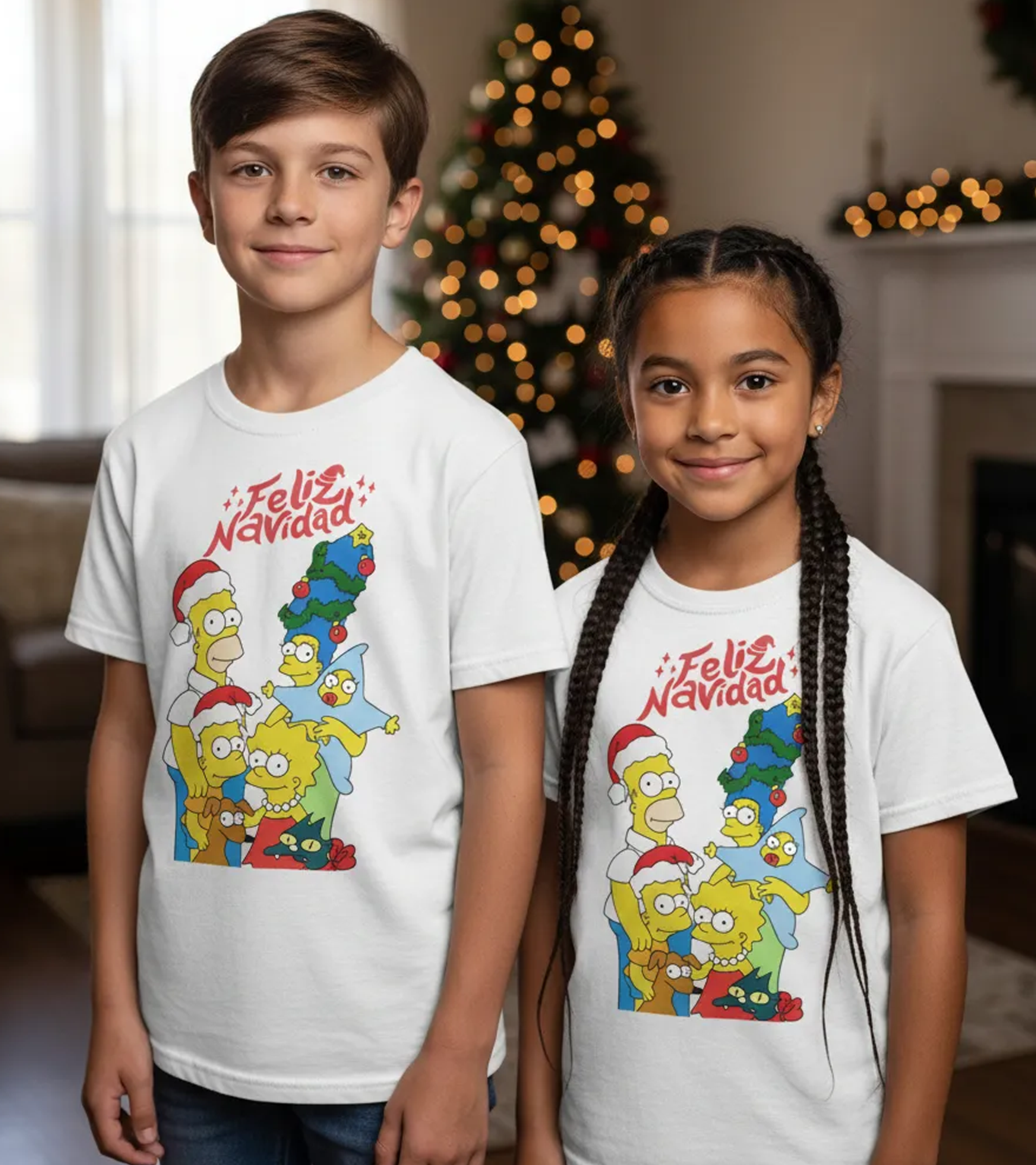 Polera Navidad Familia Amarilla Navideña