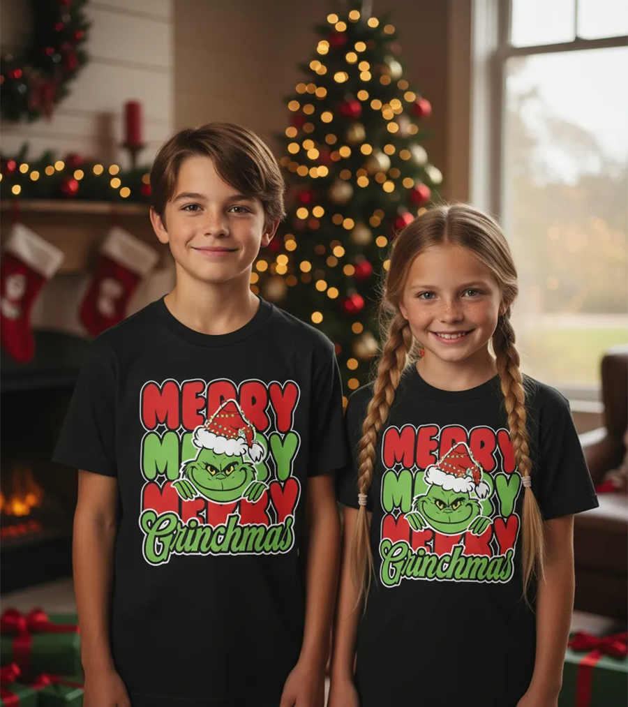 Polera Navidad Merry Merry Grinchmas