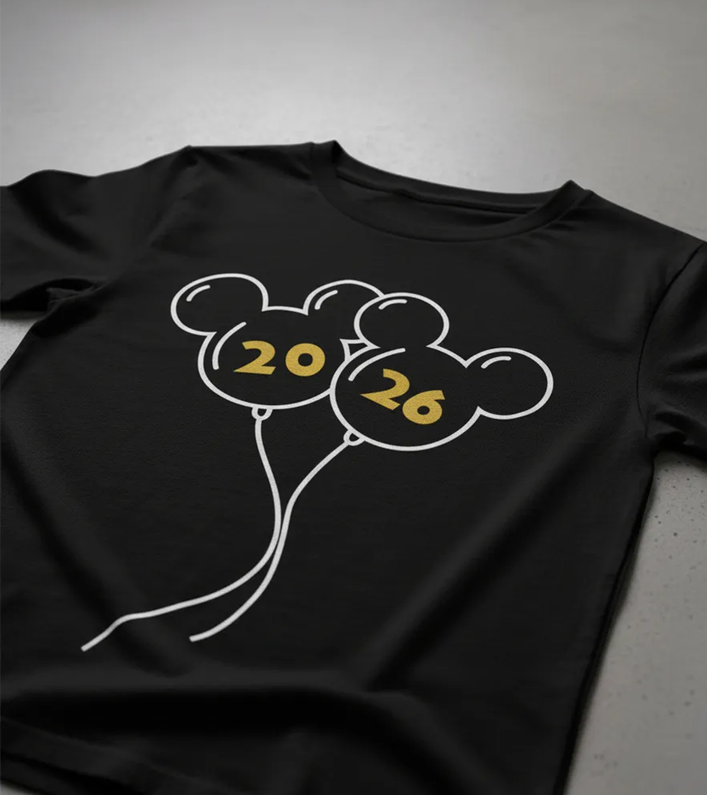 Polera Año Nuevo 2026 Globos Ratón