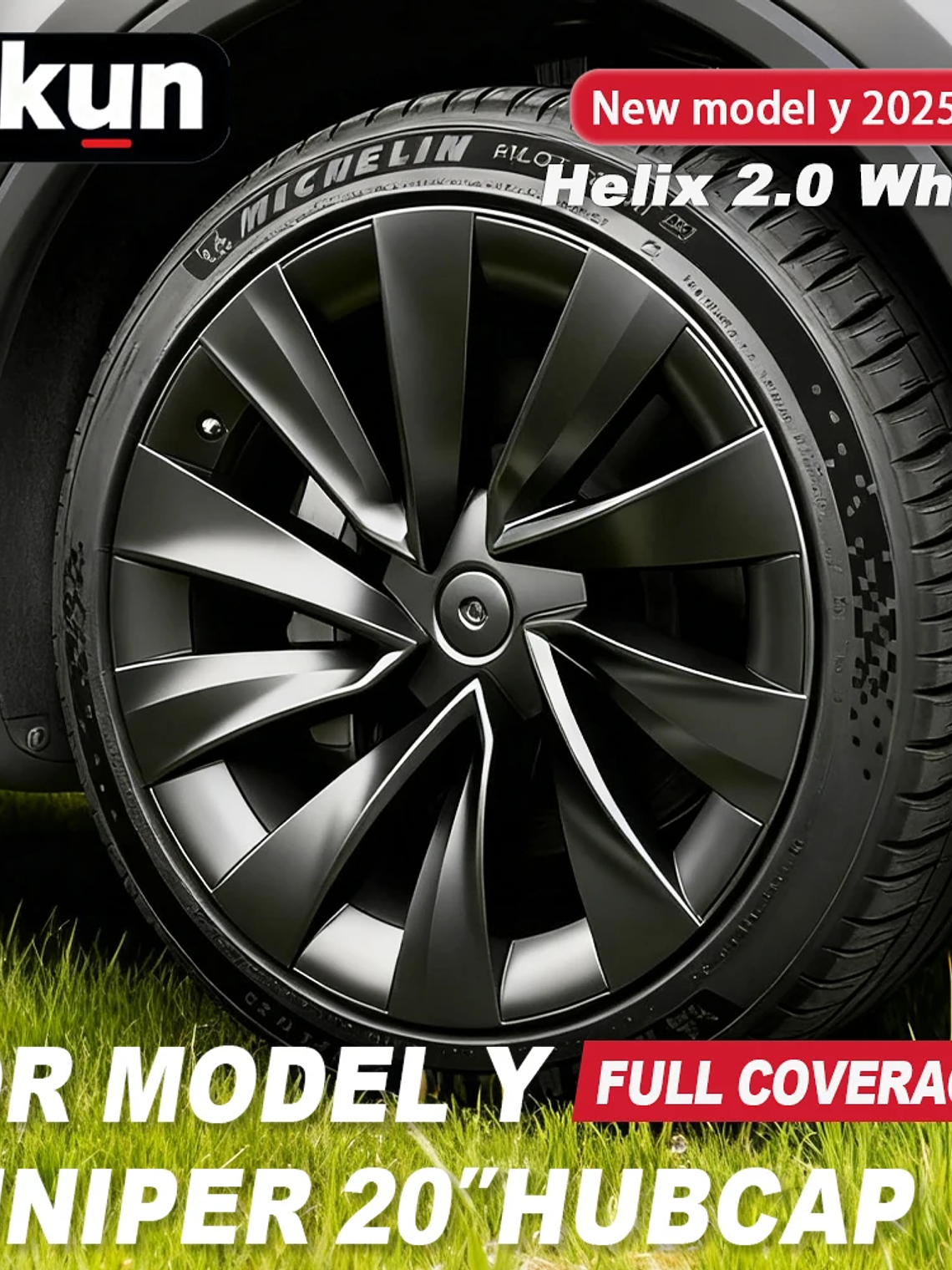 4PCS Hub Caps for Tesla Model Y Juniper 20-Inch Wheel Covers 3