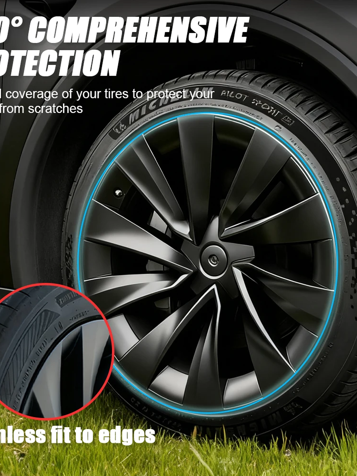 4PCS Hub Caps for Tesla Model Y Juniper 20-Inch Wheel Covers 5