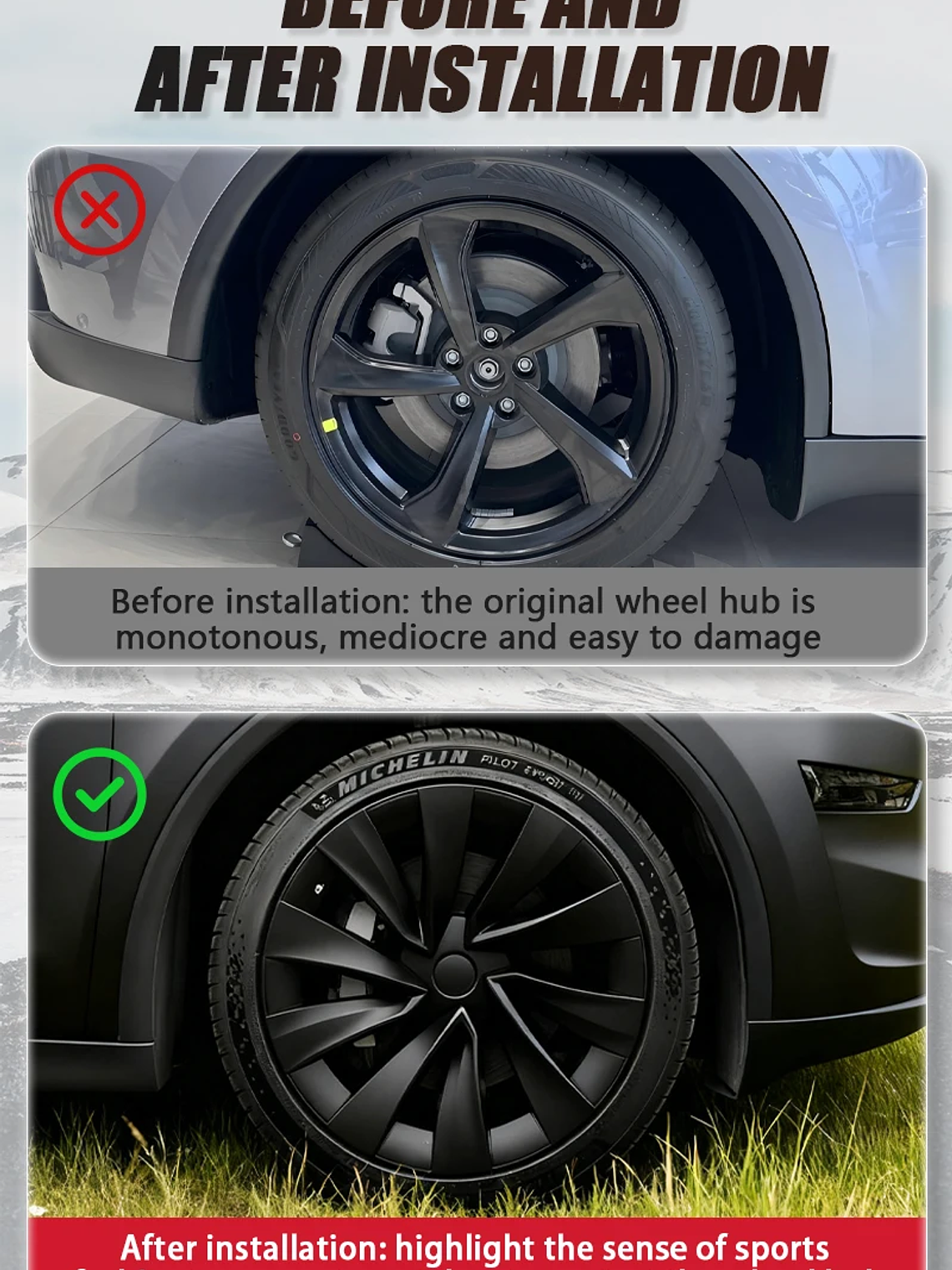 4PCS Hub Caps for Tesla Model Y Juniper 20-Inch Wheel Covers 16