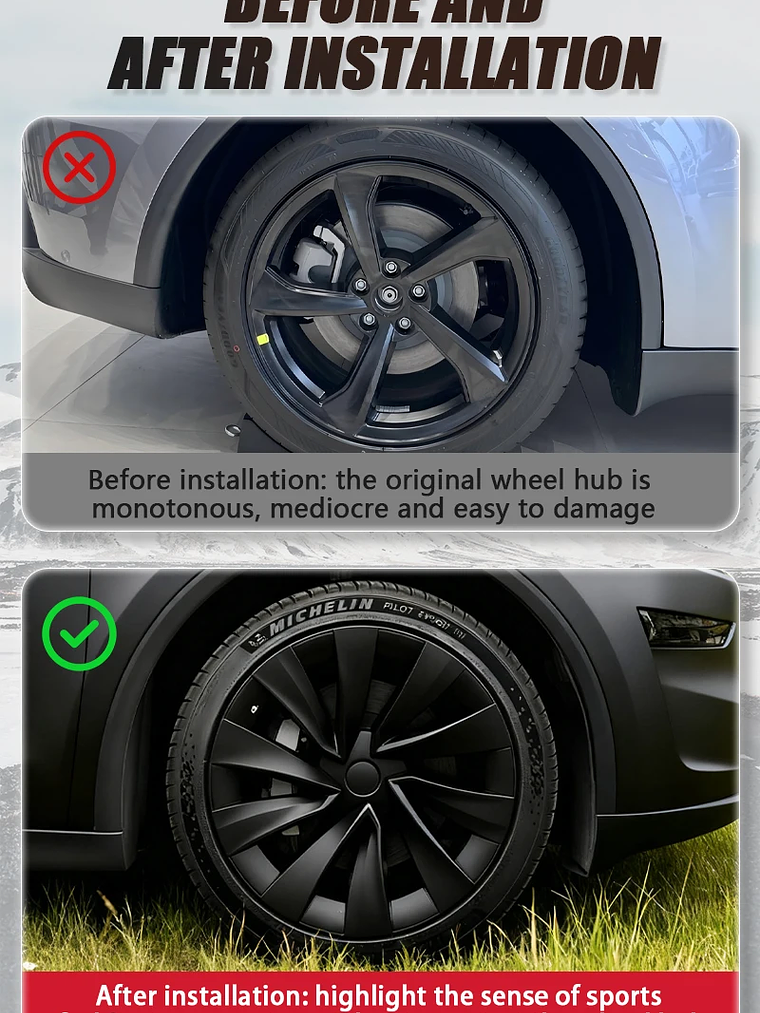 4PCS Hub Caps for Tesla Model Y Juniper 20-Inch Wheel Covers 16