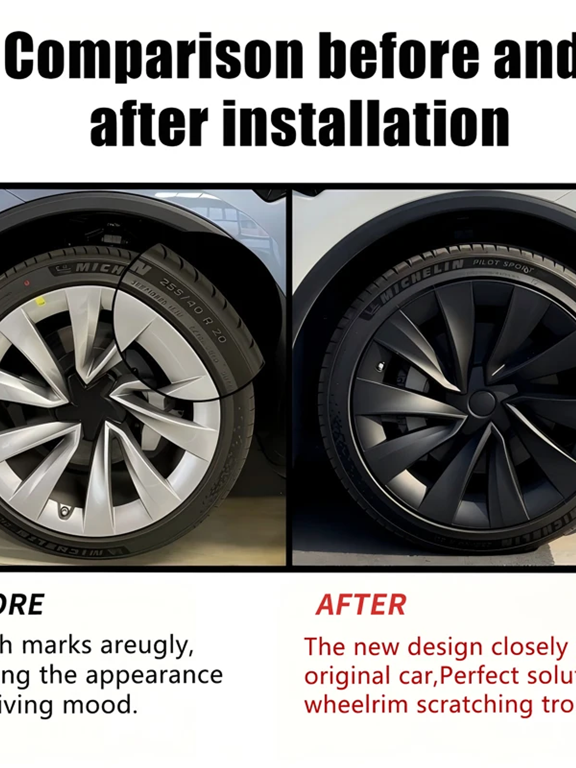 4PCS Hub Caps for Tesla Model Y Juniper 20-Inch Wheel Covers 19