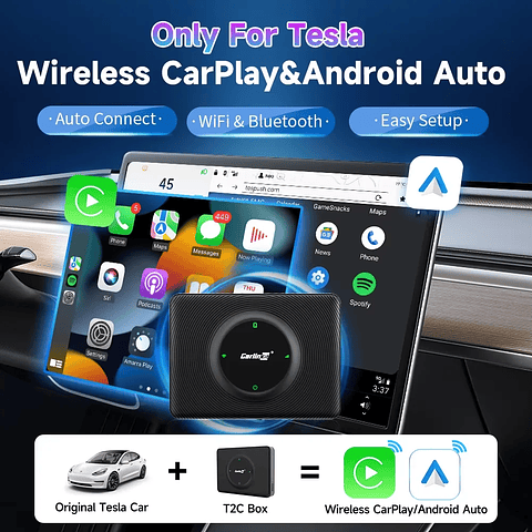 CarlinKit Wireless CarPlay Android Auto For Tesla Model 3 Model X Y Model S