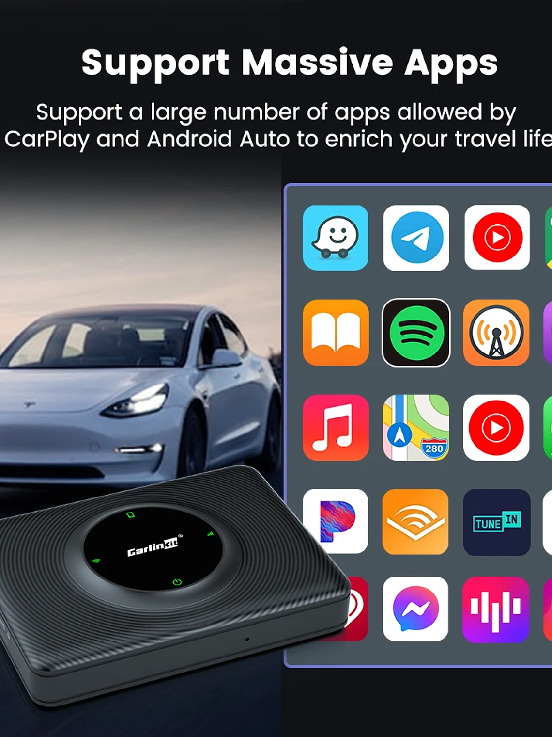 CarlinKit Wireless CarPlay Android Auto For Tesla Model 3 Model X Y Model S 4