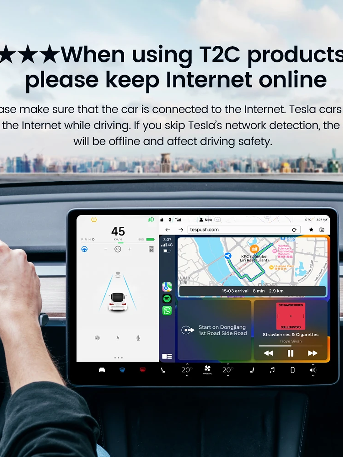 CarlinKit Wireless CarPlay Android Auto For Tesla Model 3 Model X Y Model S 10