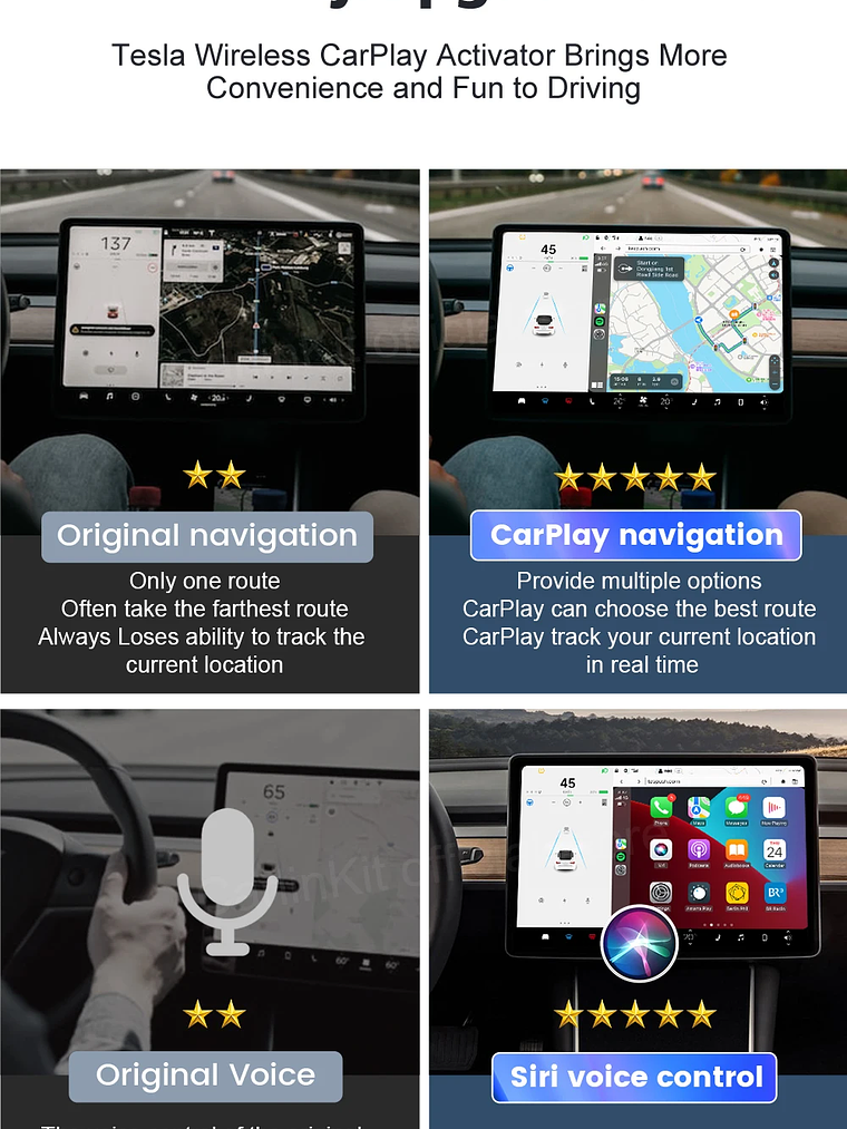 CarlinKit Wireless CarPlay Android Auto For Tesla Model 3 Model X Y Model S 12