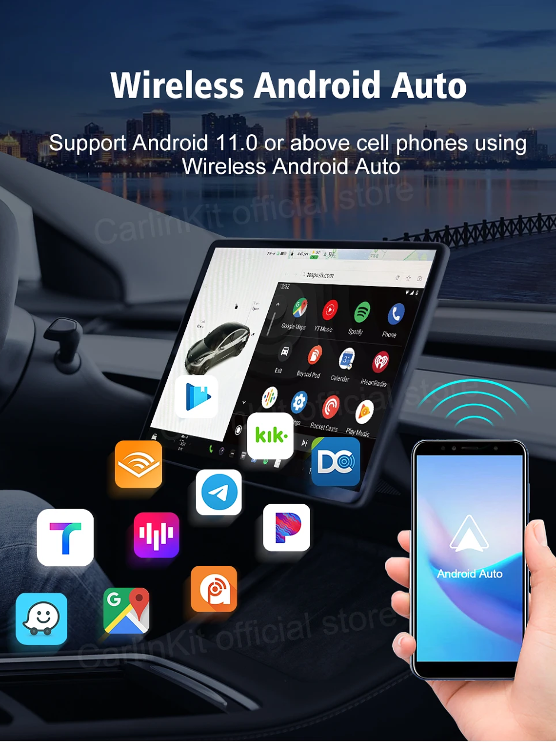 CarlinKit Wireless CarPlay Android Auto For Tesla Model 3 Model X Y Model S 14