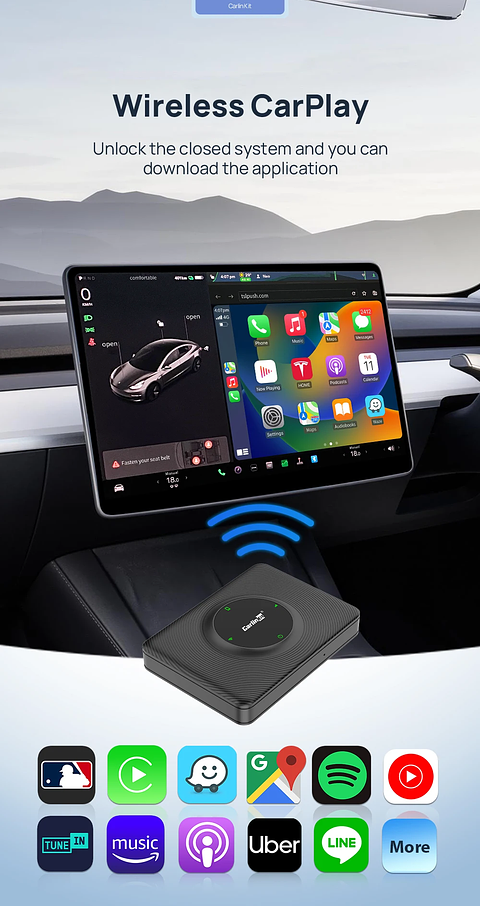 CarlinKit Wireless CarPlay Android Auto For Tesla Model 3 Model X Y Model S