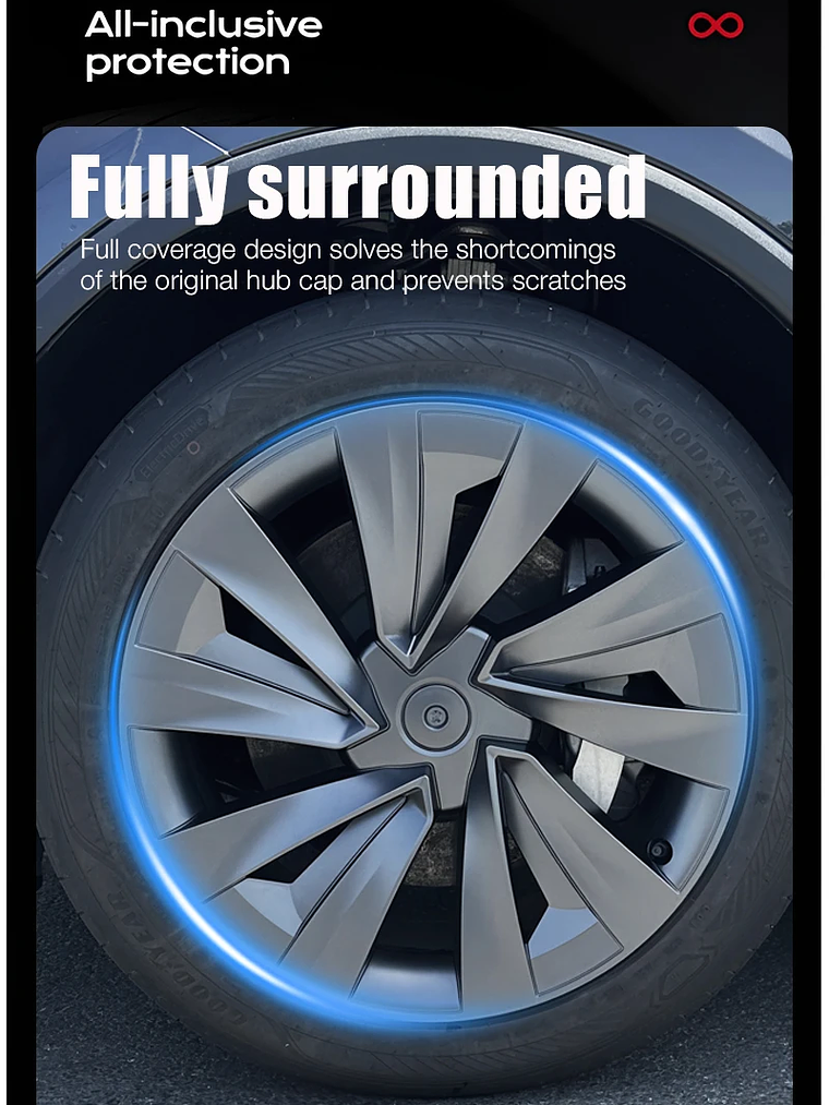 4PCS Hub Cap for Tesla Model Y Juniper 19 Inch Performance Crossflow 14