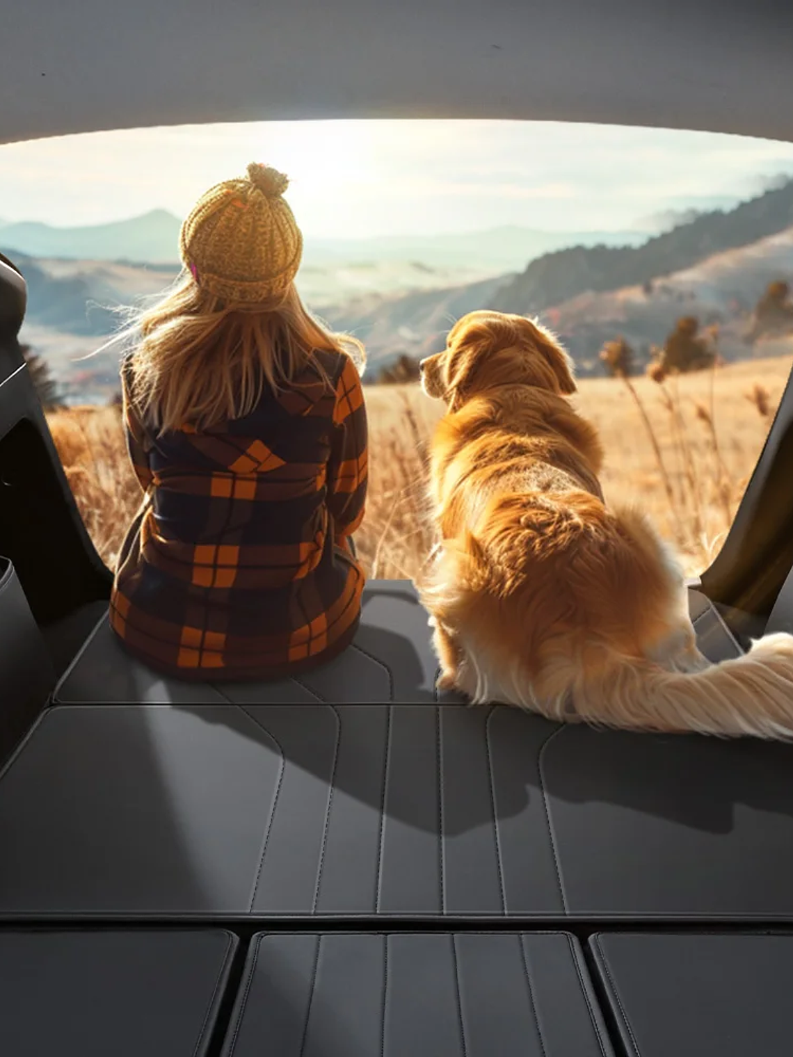 YZ For Tesla Model Y Rear Leather Seat Backrest Protective Pad Trunk Mat 6