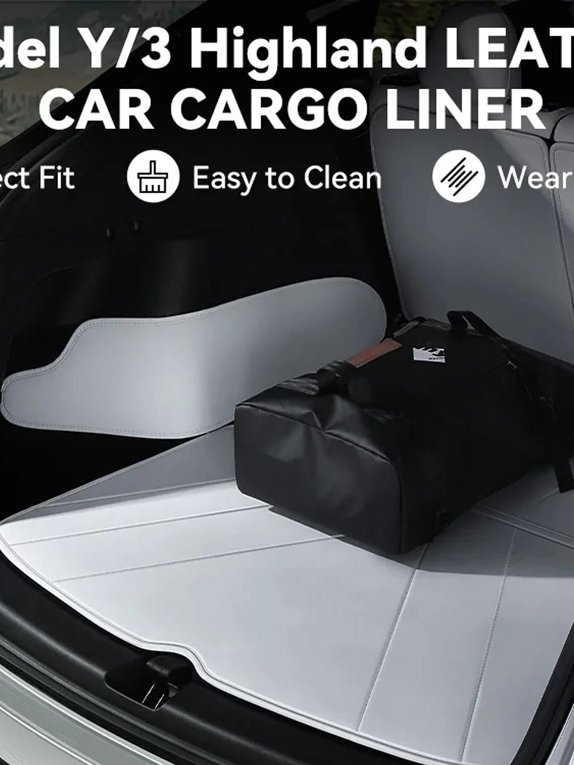 YZ For Tesla Model Y Rear Leather Seat Backrest Protective Pad Trunk Mat 2