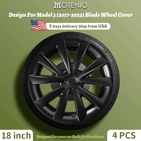 4PCS for Model 3 (2017-2023) 18 Inch Blade Wheel Cover Hubcaps Whirl Cap