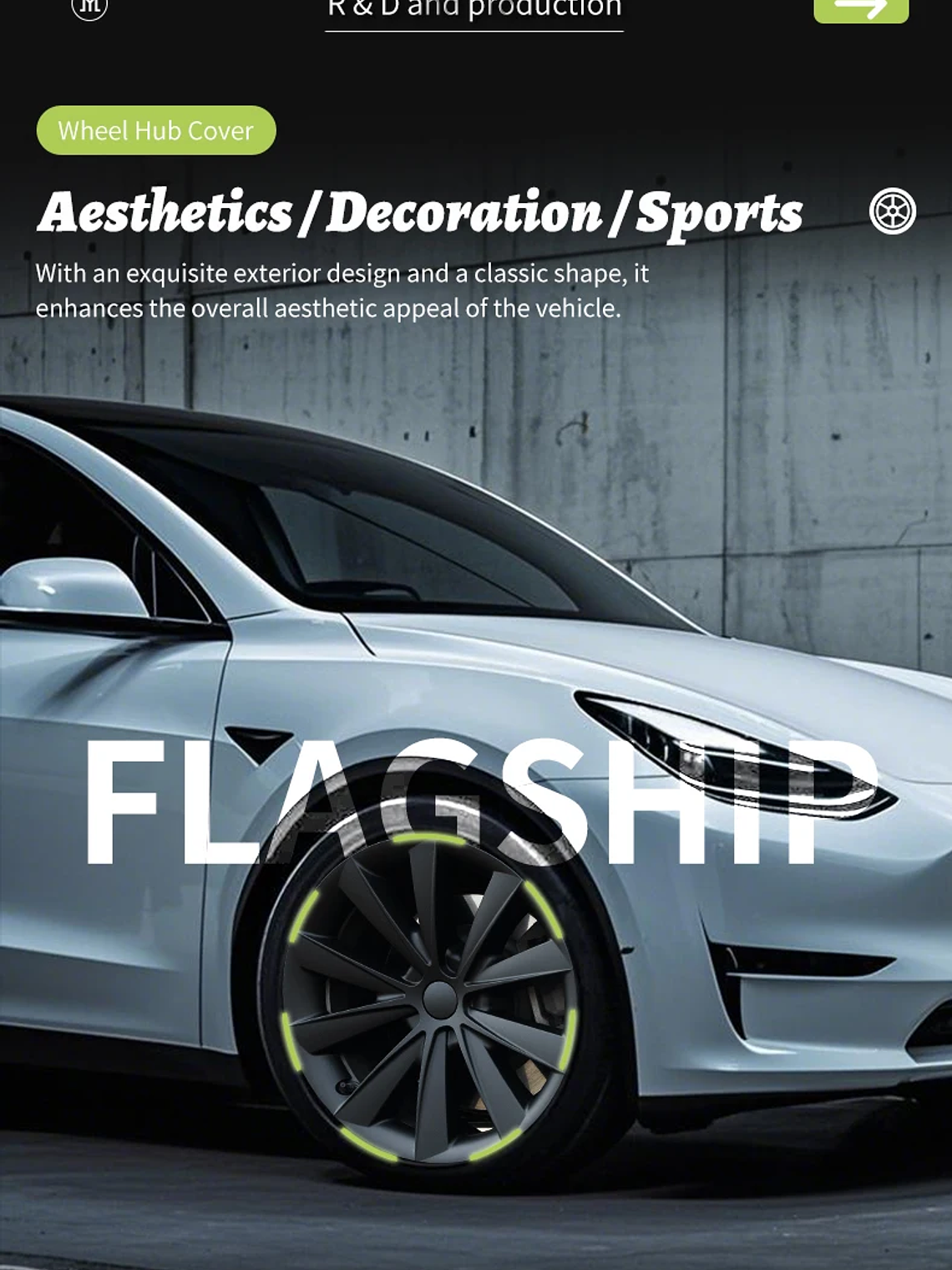 4PCS for Model 3 (2017-2023) 18 Inch Blade Wheel Cover Hubcaps Whirl Cap 12