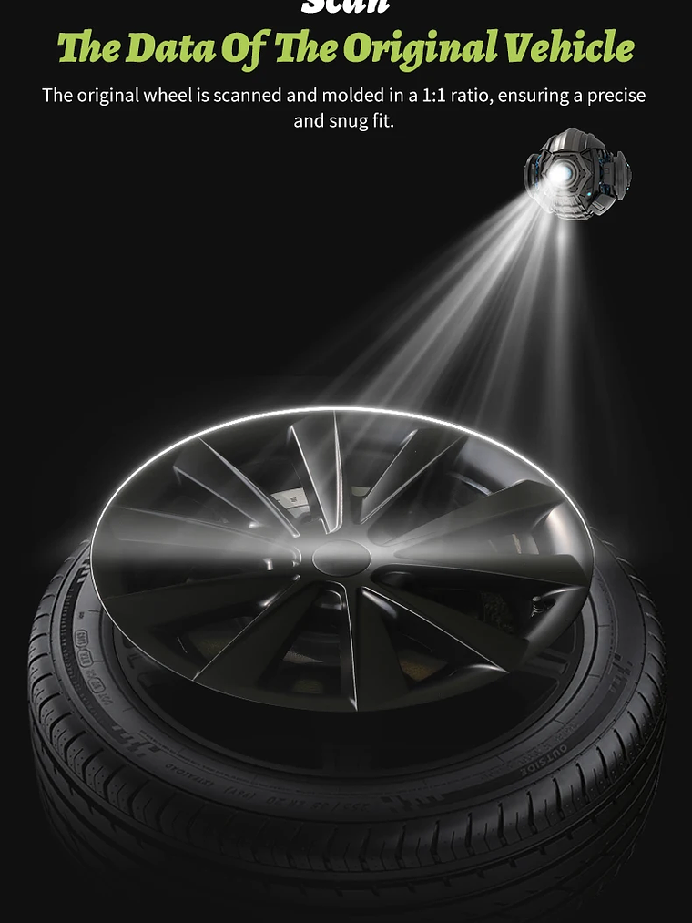 4PCS for Model 3 (2017-2023) 18 Inch Blade Wheel Cover Hubcaps Whirl Cap 18