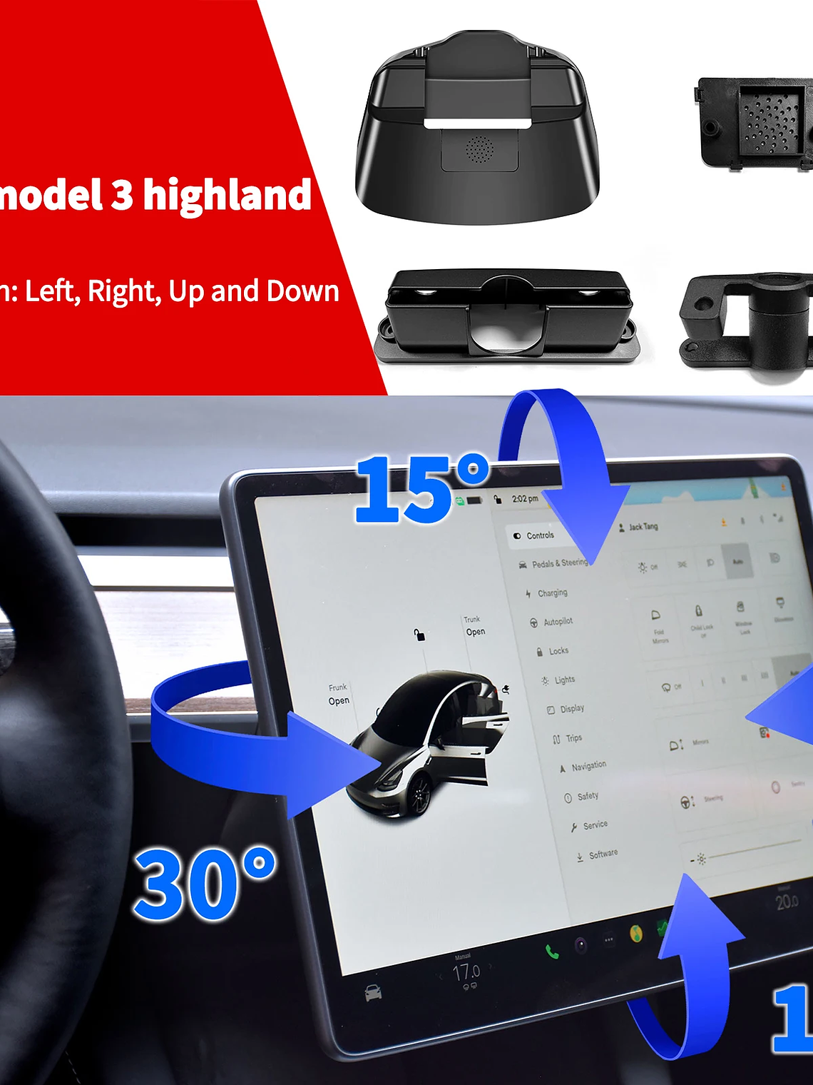 Model Y swivel Mount for Tesla Model 3 highland Tilt Screen Rotating bracket 8