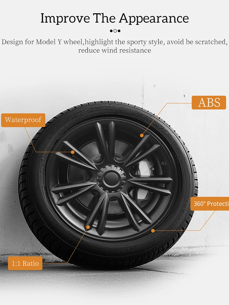 4 PCS 19Inch Sporty Wheel Hub Cap Fully Wrap Rim Cover for Tesla Model Y 2020-2024 11