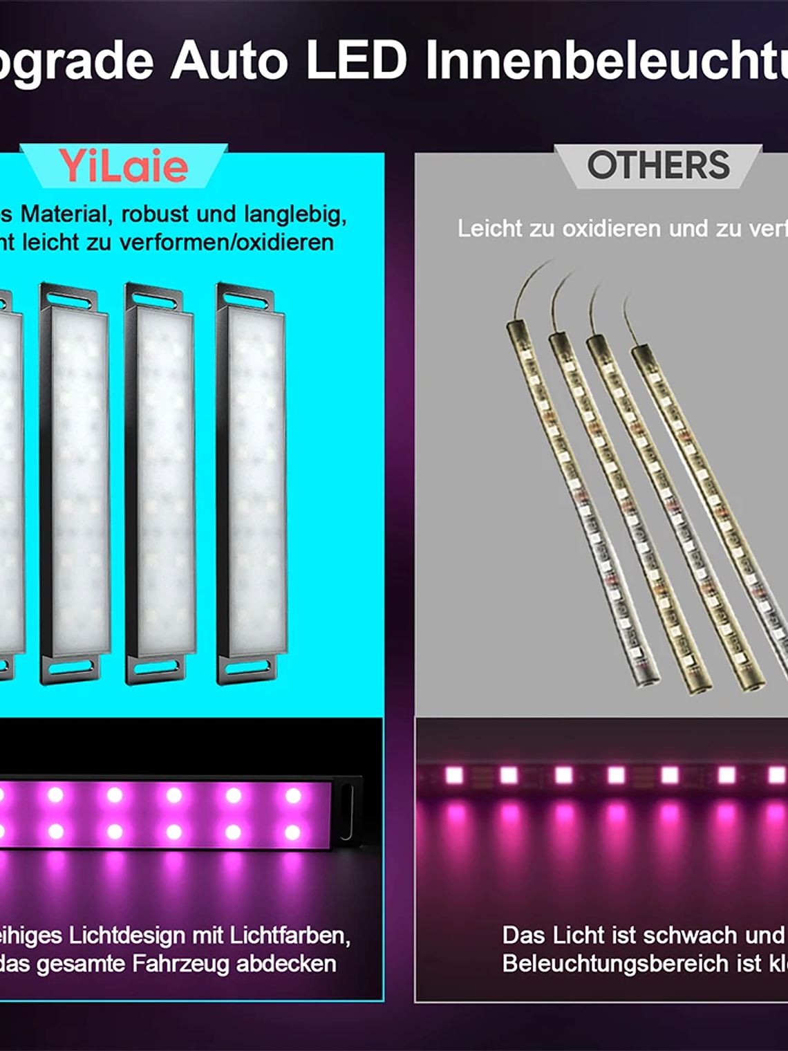 Car Interior Ambient Foot Well Light In Car APP Control Neon LED 3