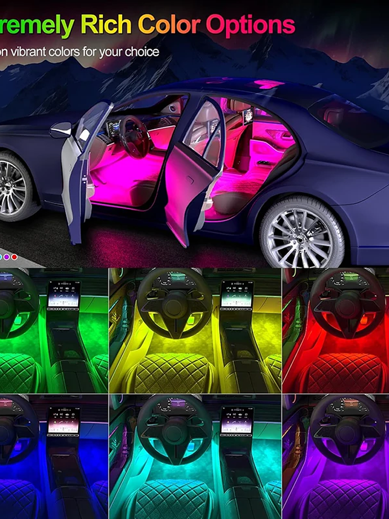 Car Interior Ambient Foot Well Light In Car APP Control Neon LED 6