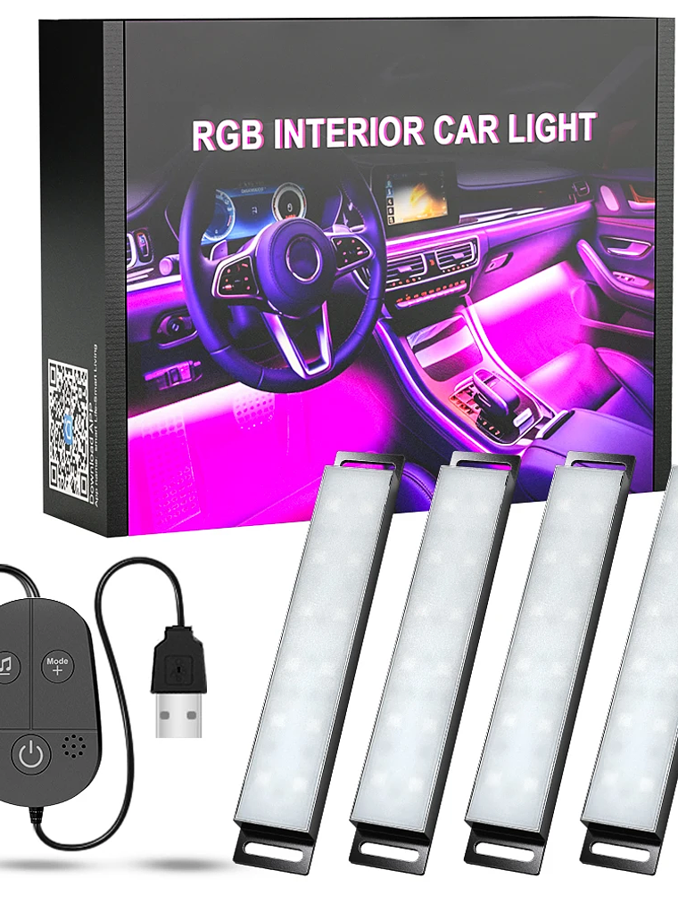 Car Interior Ambient Foot Well Light In Car APP Control Neon LED 8