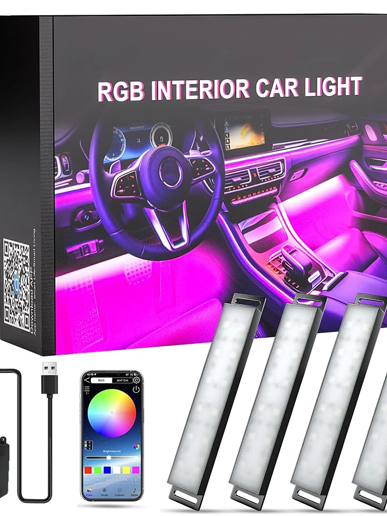 Car Interior Ambient Foot Well Light In Car APP Control Neon LED 9