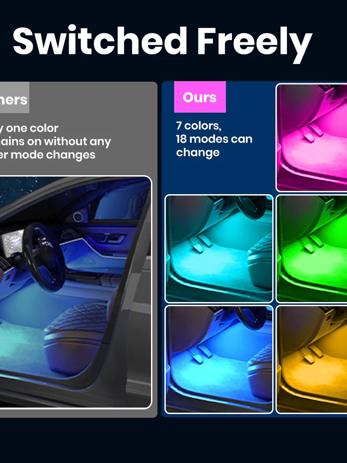 Car Interior Ambient Foot Well Light In Car APP Control Neon LED 13