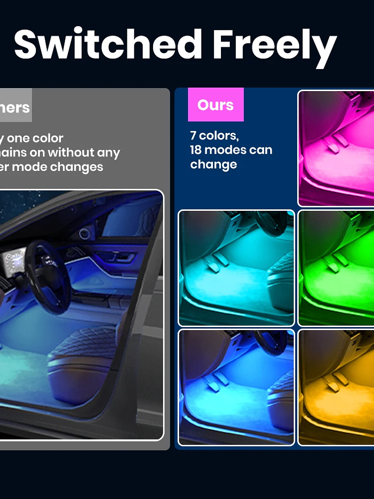 Car Interior Ambient Foot Well Light In Car APP Control Neon LED 13