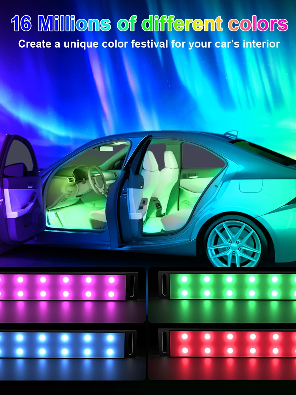 Car Interior Ambient Foot Well Light In Car APP Control Neon LED 14