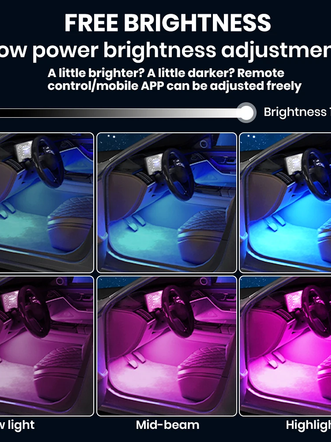 Car Interior Ambient Foot Well Light In Car APP Control Neon LED 19