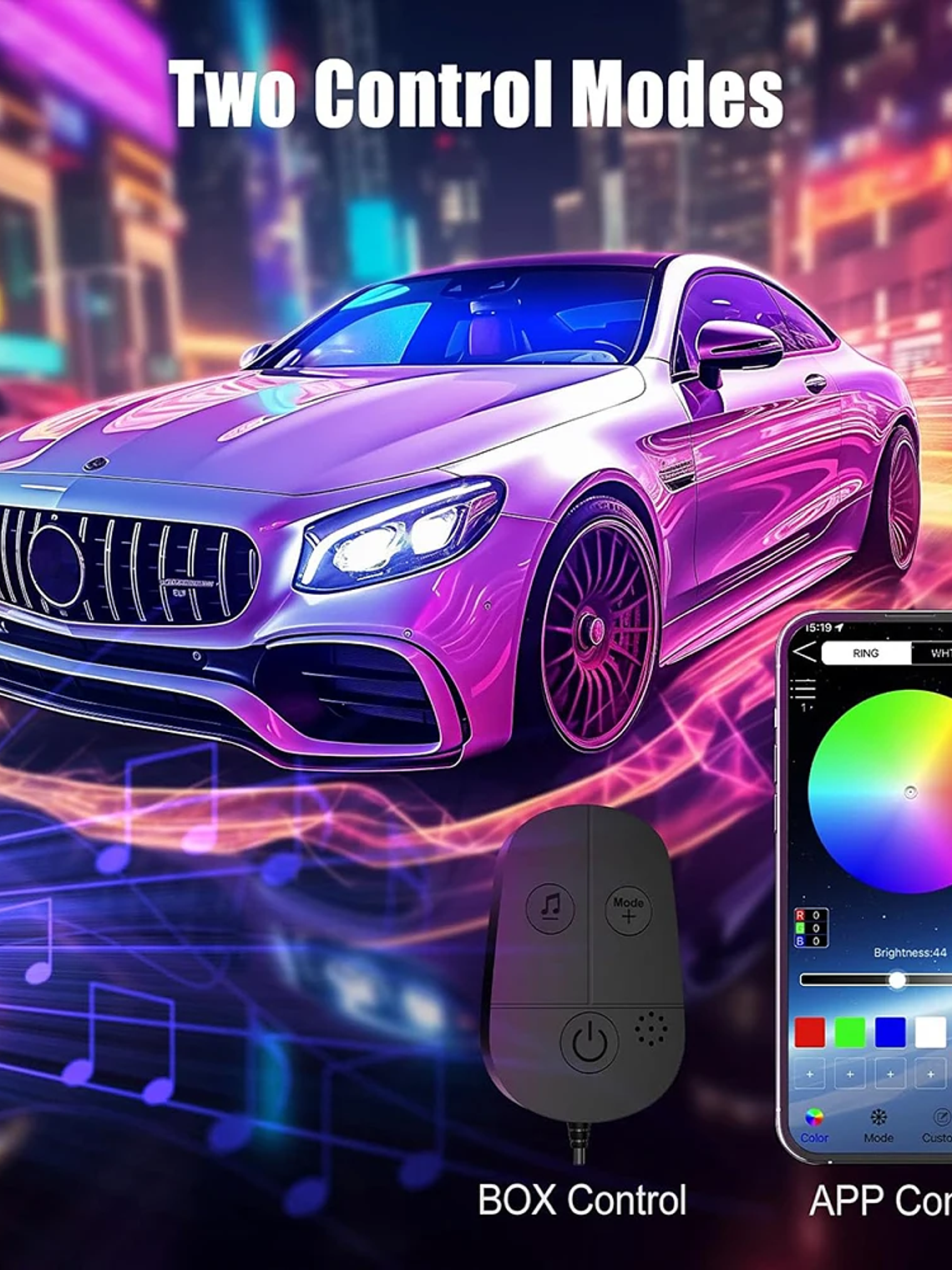 Car Interior Ambient Foot Well Light In Car APP Control Neon LED 24