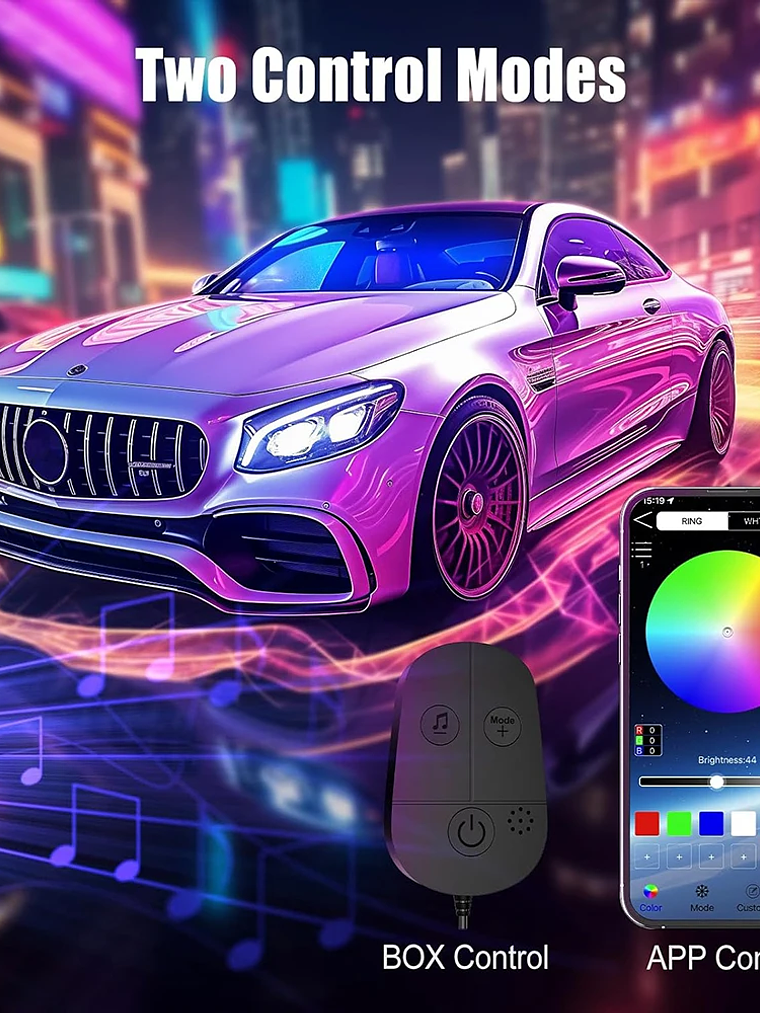 Car Interior Ambient Foot Well Light In Car APP Control Neon LED 24