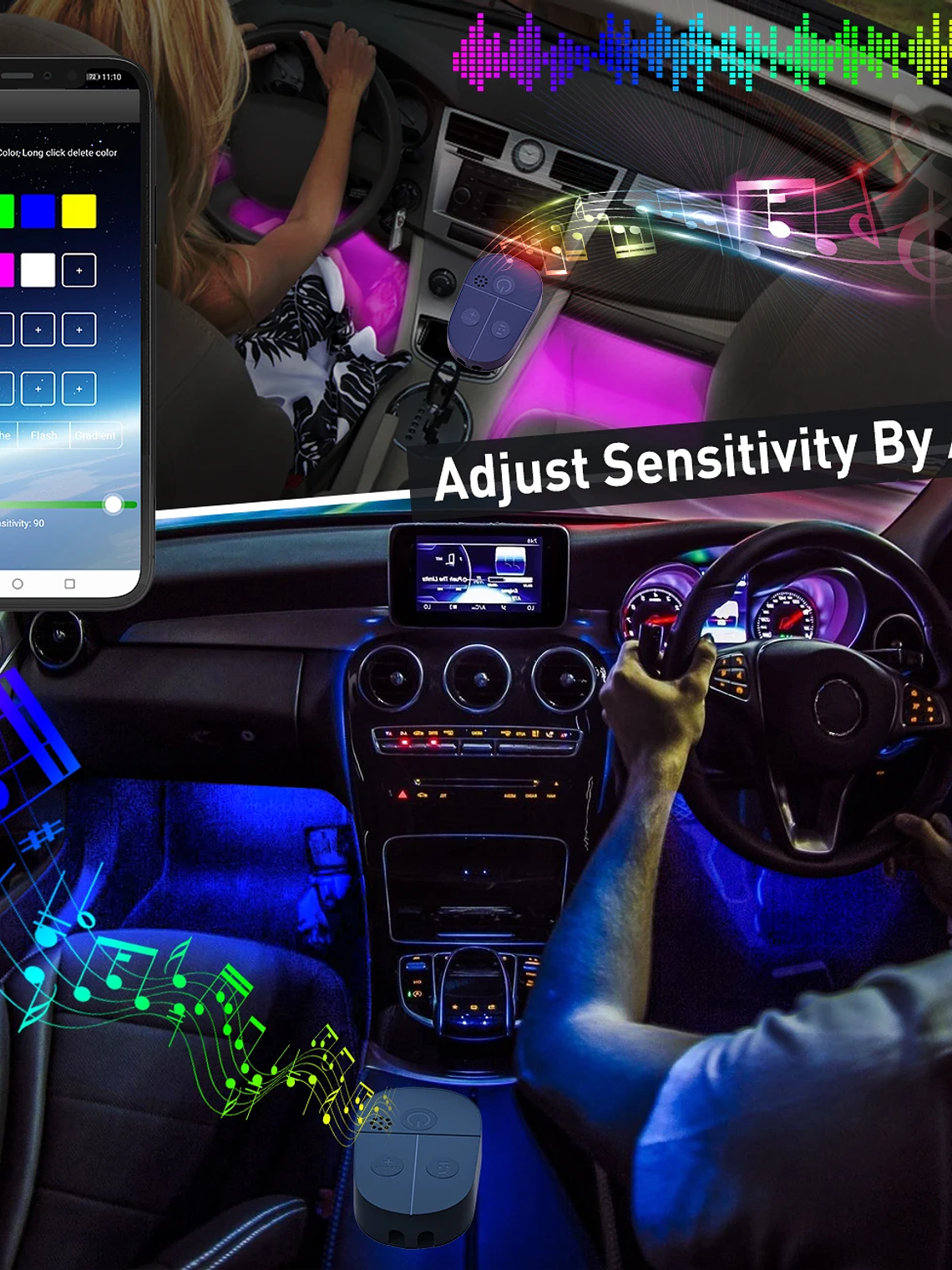 Car Interior Ambient Foot Well Light In Car APP Control Neon LED 28